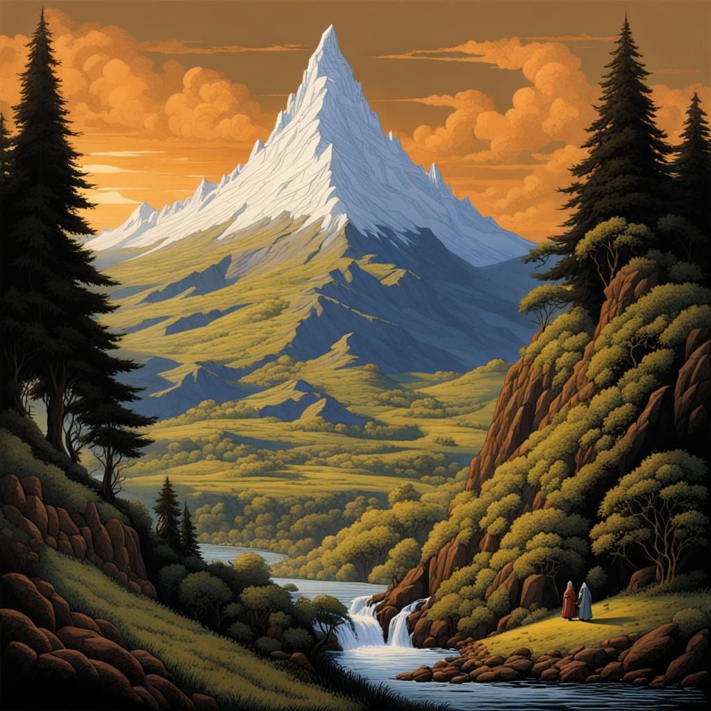 Epic Fantasy Mountain Castle in Middle Earth Style