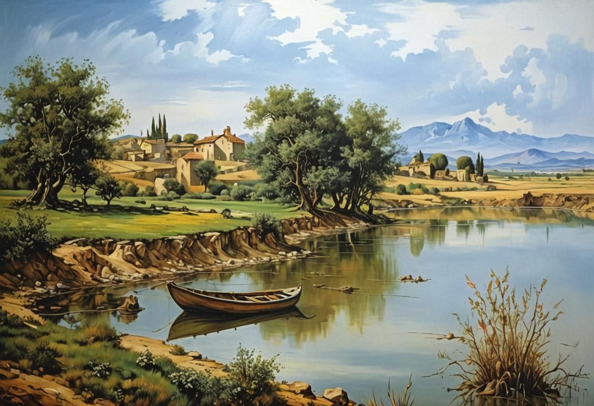 Surrealist Landscape with Melting Oil Paints