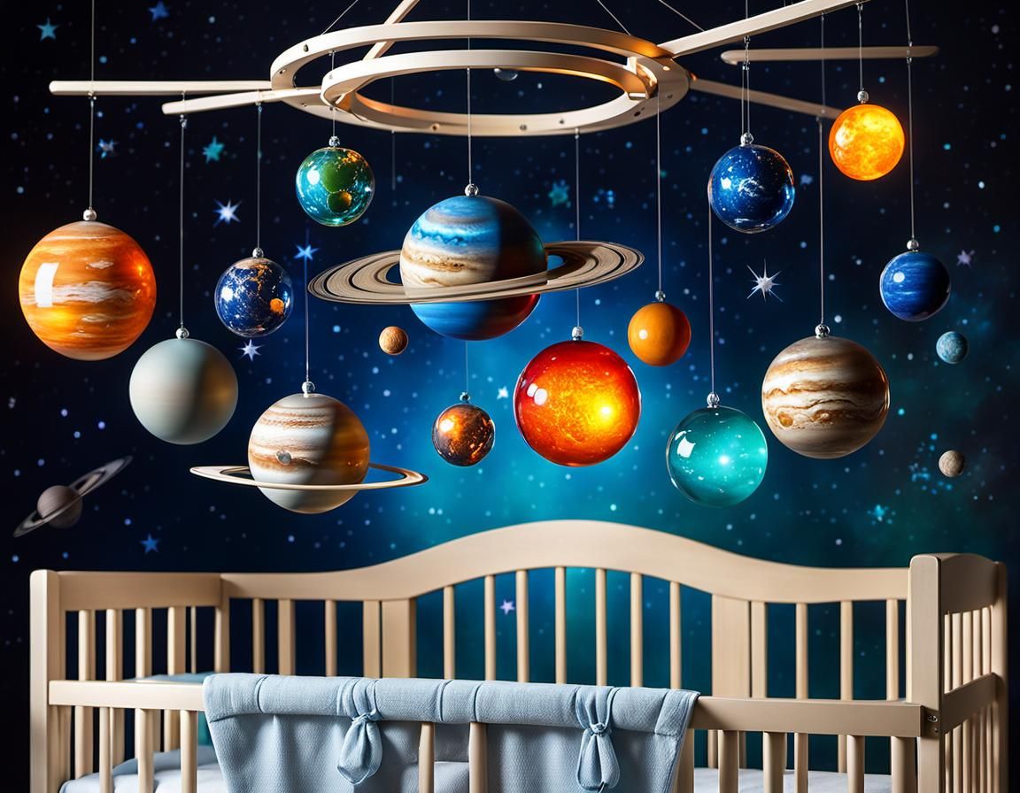 Planets of the Solar System Mobile in Vibrant Glass Orbs