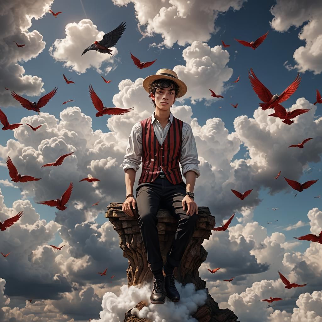 Youthful Adventurer on Cloudy Horizon