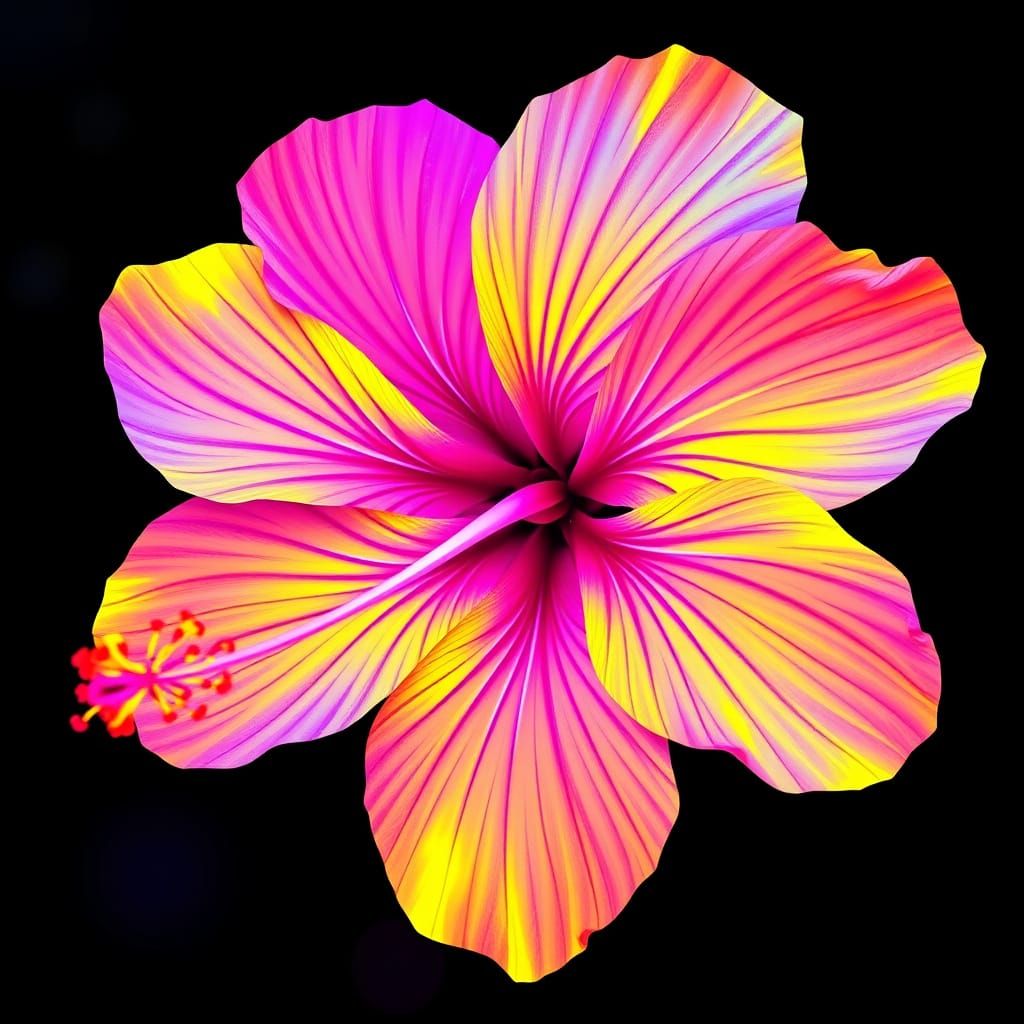 Fluorescent Hibiscus in Pop Art Style