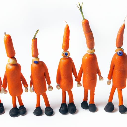 Vibrant Carrot Human Parade in a Whimsical World