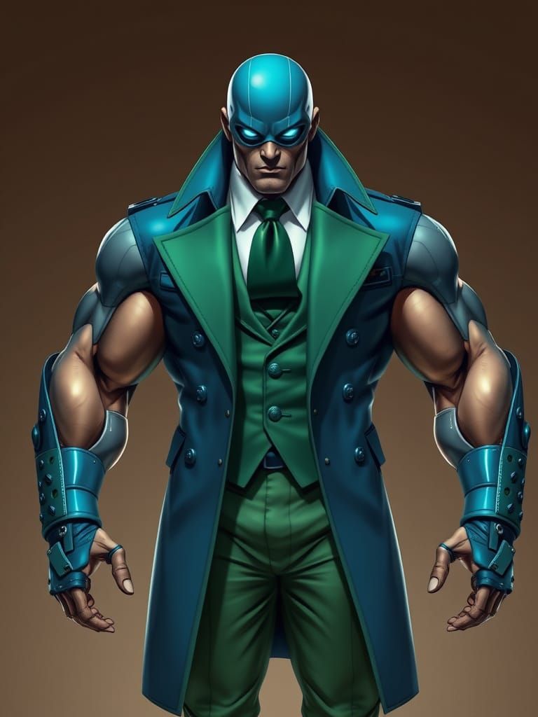 Cybernetic Bodybuilder in Elegant Tuxedo Attire