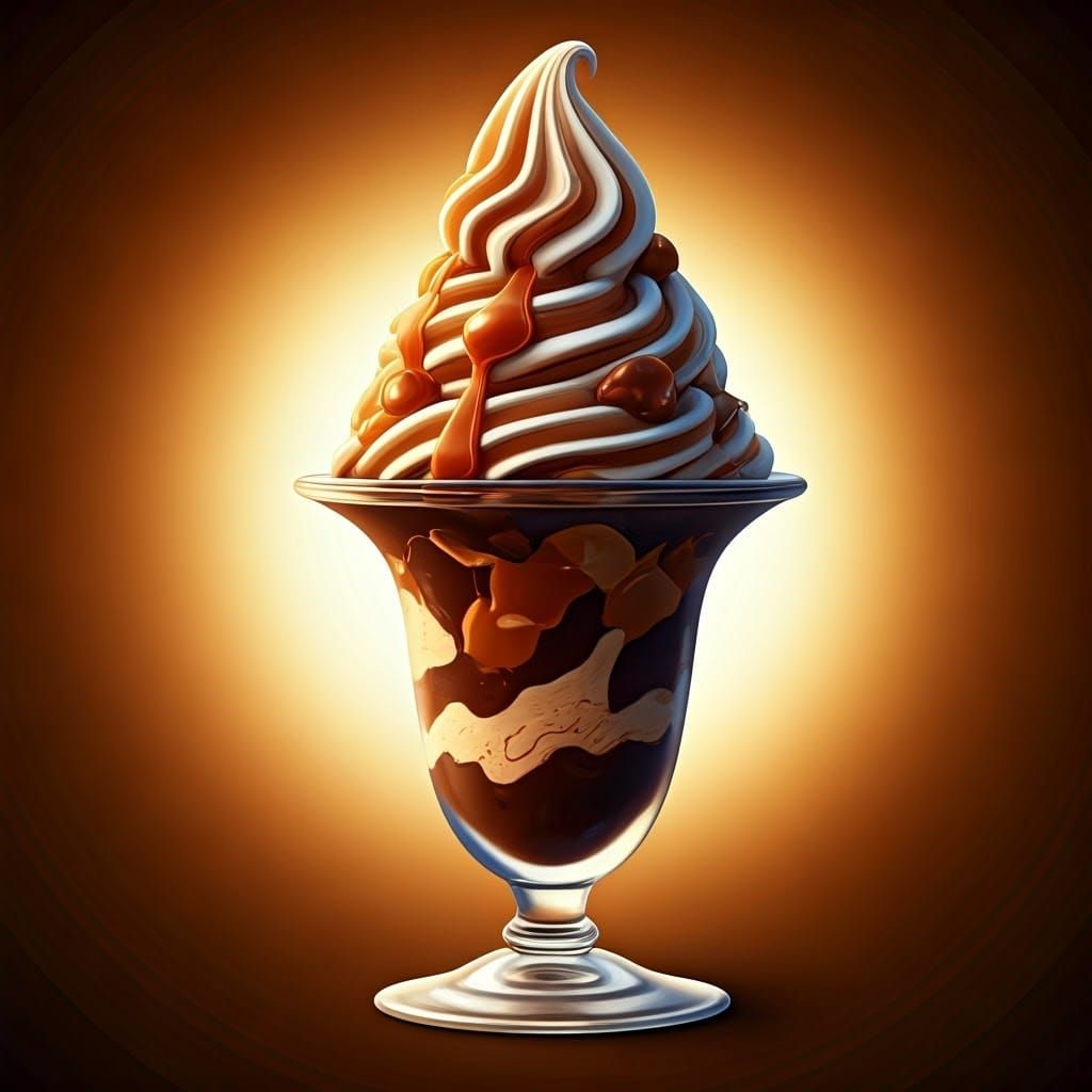 Surreal Ice Cream Sundae in Vibrant Digital Art
