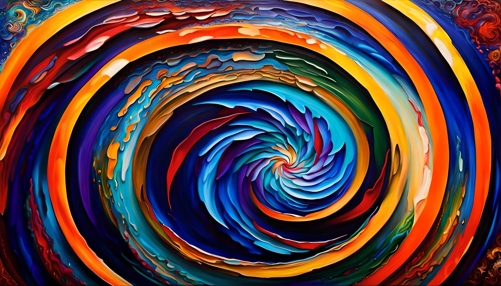 Electric Helix Star-Flower Impasto Painting