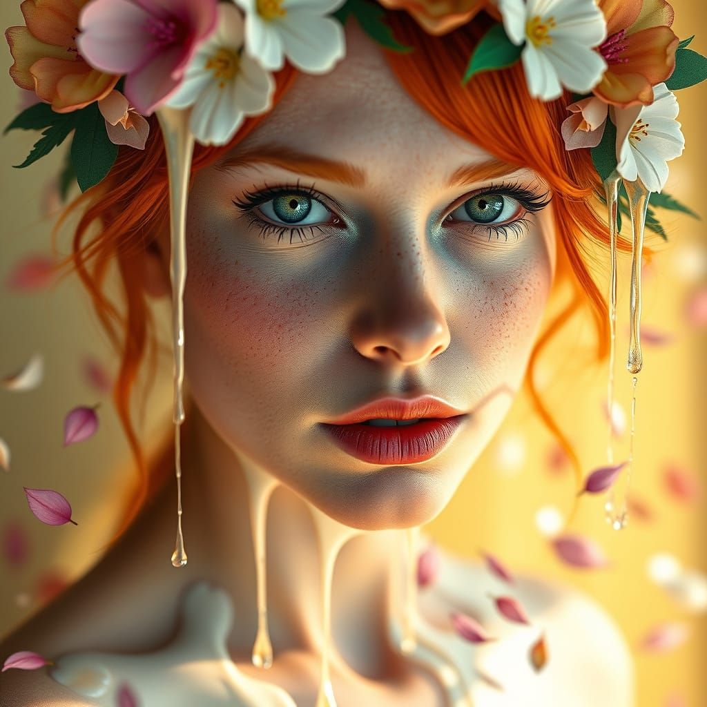 Ginger Goddess in Floral Fantasy