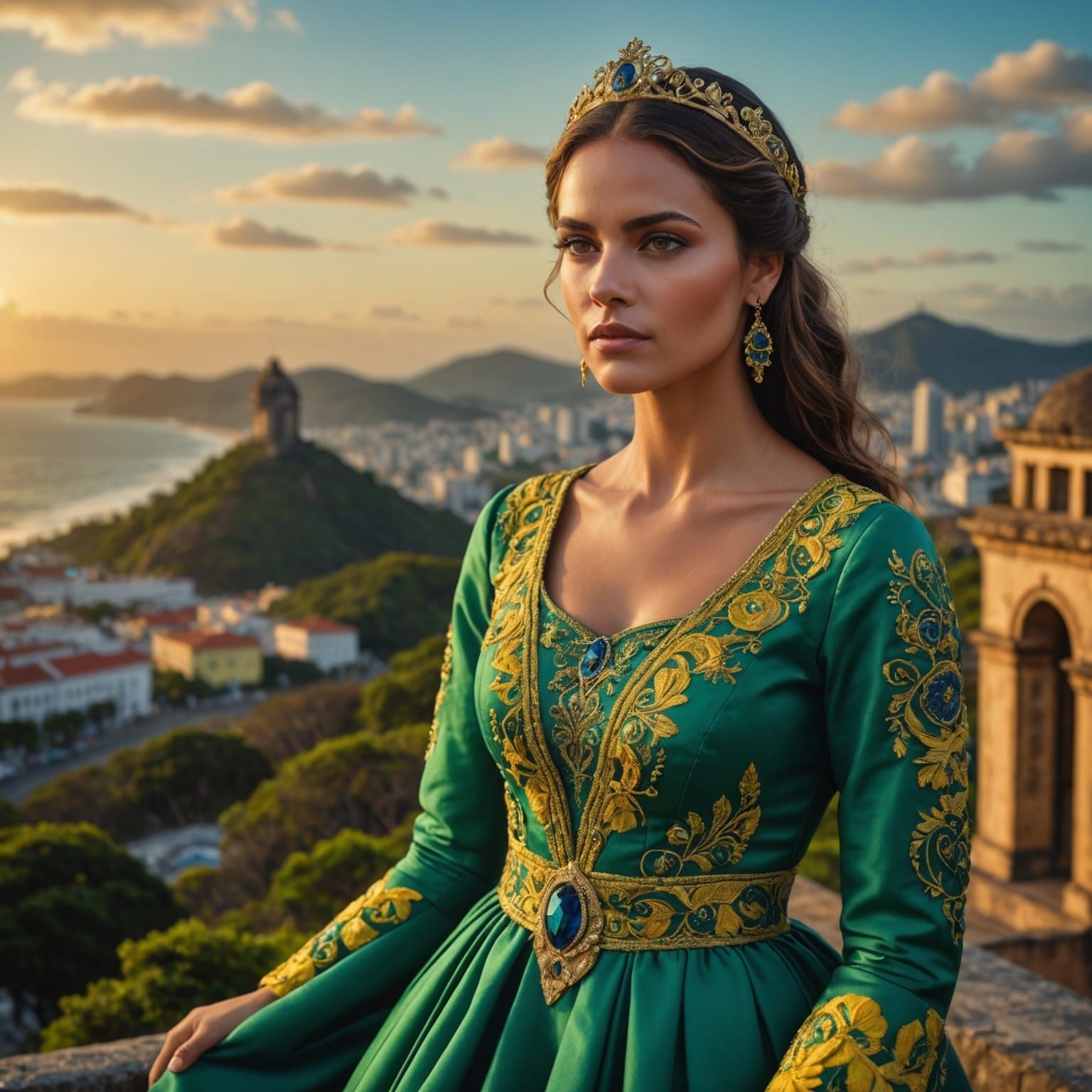 Elegant Brazil Model in Sunset Splendor