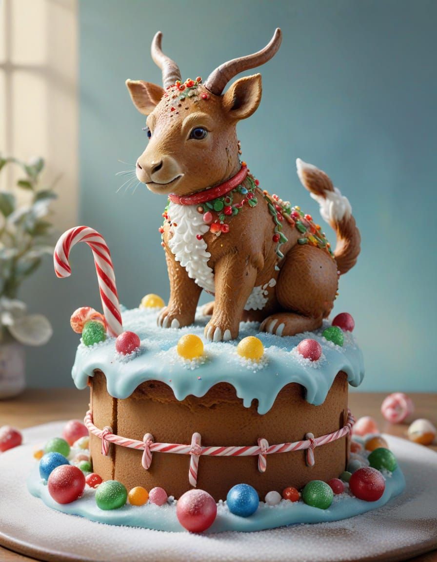 Gingerbread Bull Guarding Icing Mountain Fortress