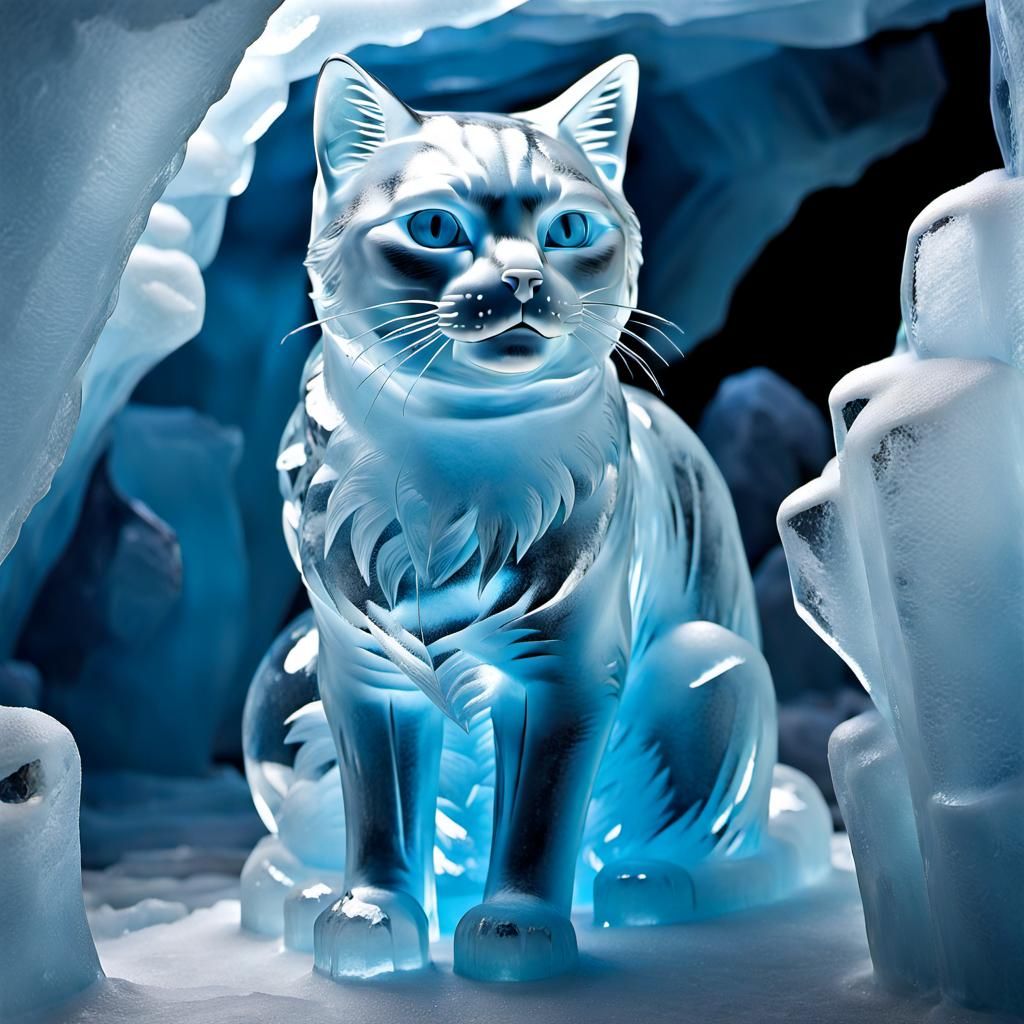 Chamonix Ice Cave with Realistic Animal Sculptures