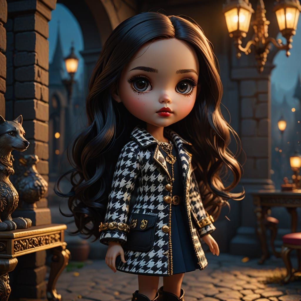 Miniature Blythe Doll in Luxurious Fantasy Attire