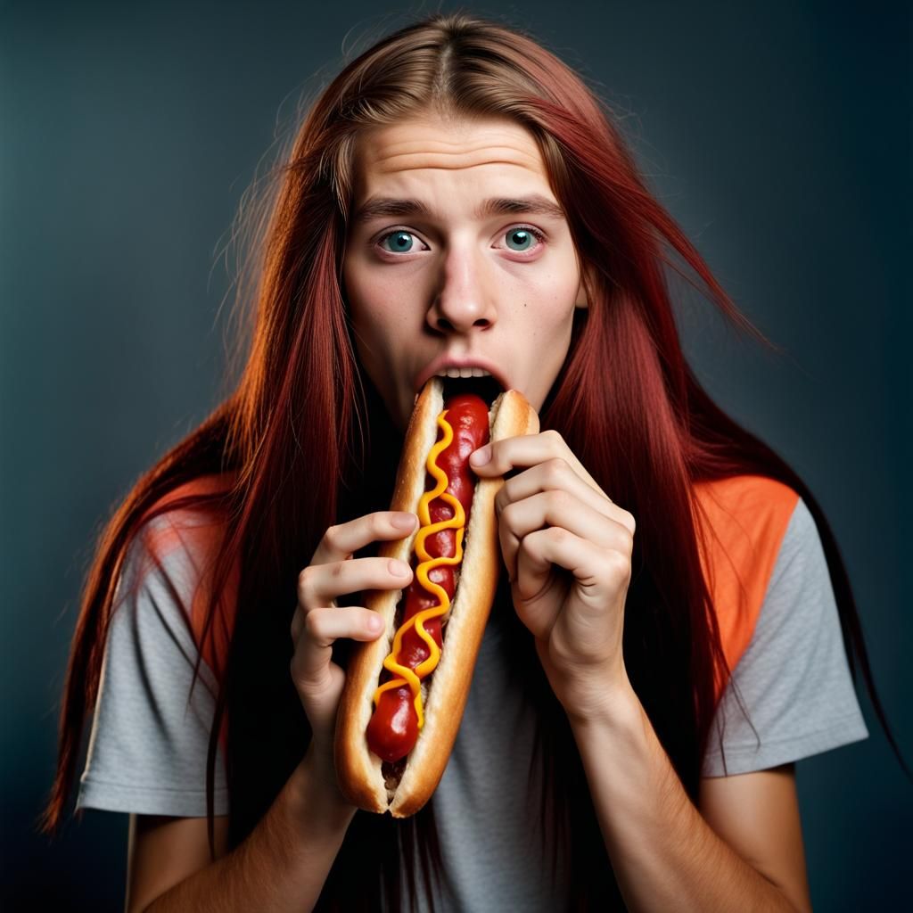Elegant Emo Teen in Close-Up Studio Portrait with Coloured H...