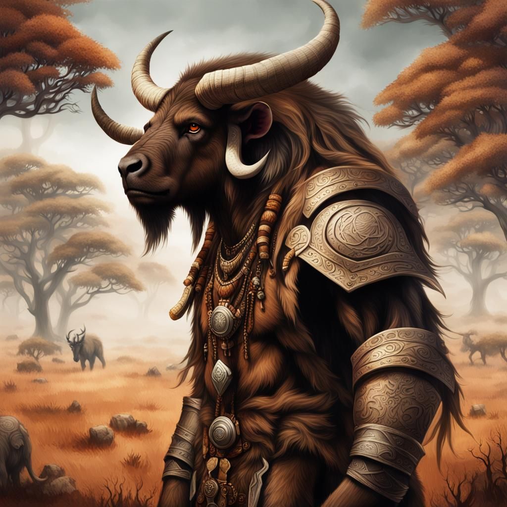 Tauren of the Savannah in Epic Fantasy Style