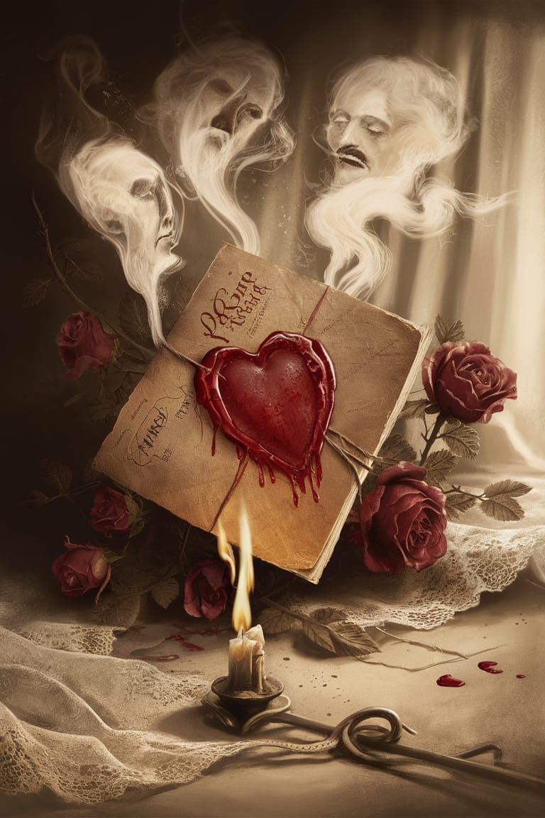 Gothic Movie Poster: Eerie Love Letter with Blood Wax Seal