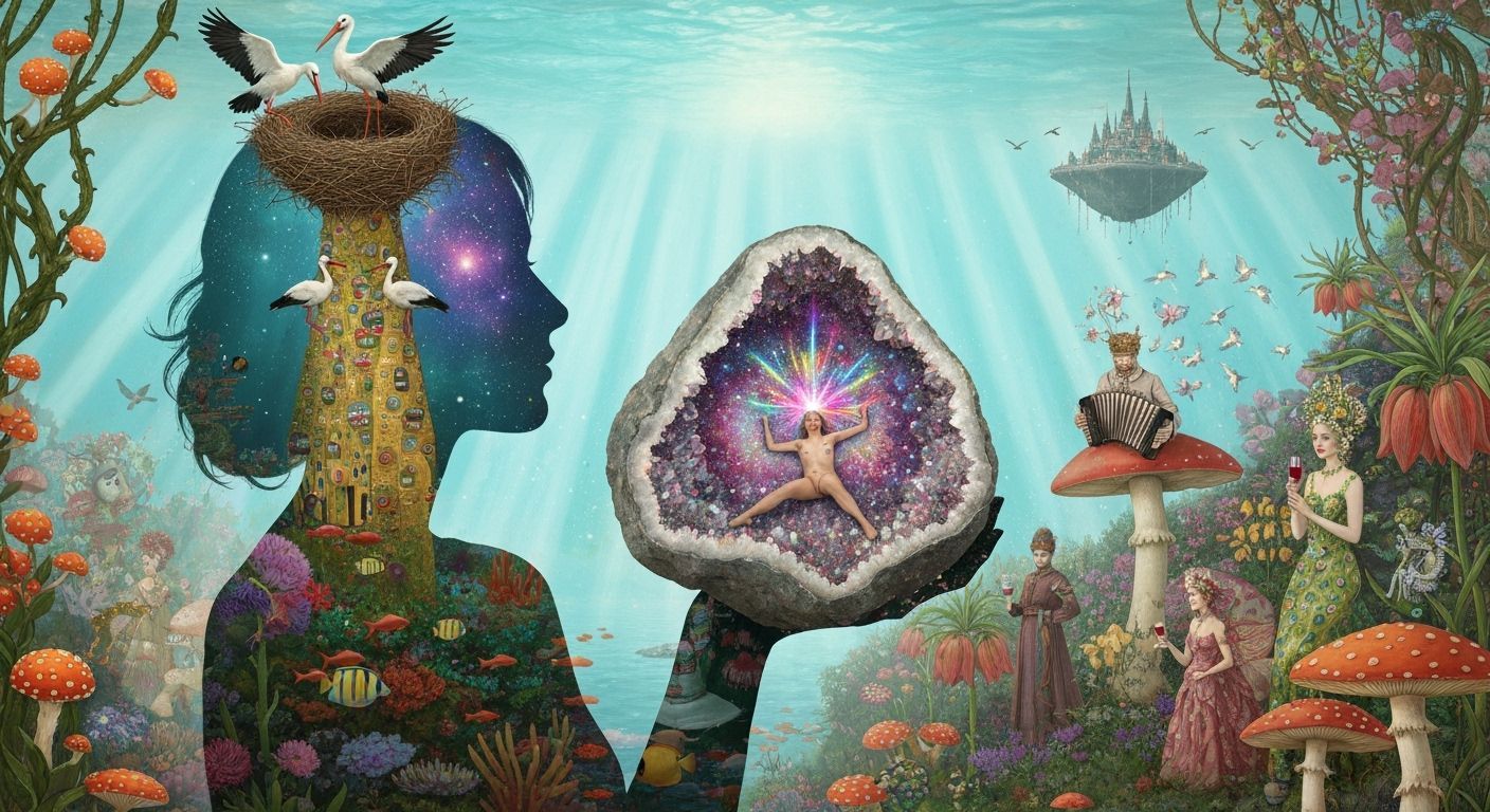 Geode Reef Silhouette in Ethereal Fantasy Style