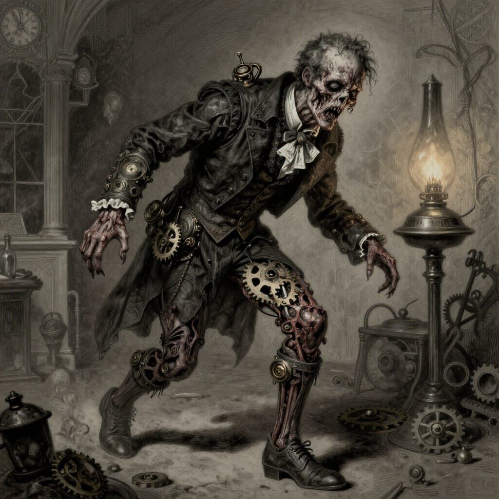Steampunk Gothic Zombie Monday in Dramatic Chiaroscuro