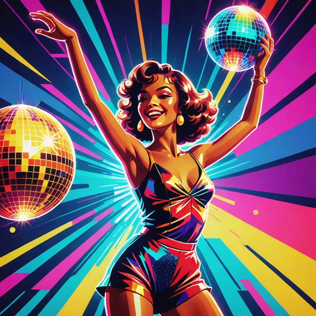 Retro Pop Art Dancer in Vintage Poster Style