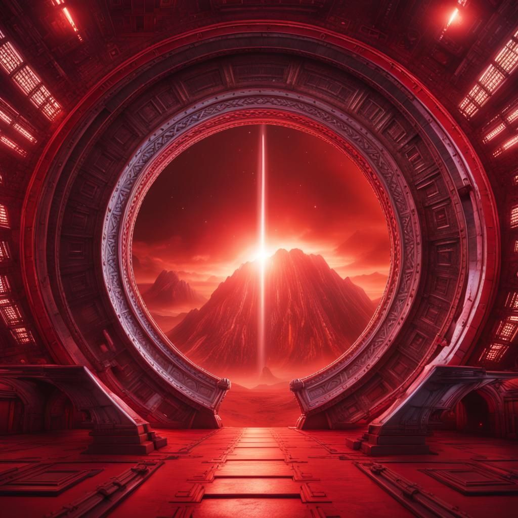 Epic Red Universe Stargate Portal in Alien Technology
