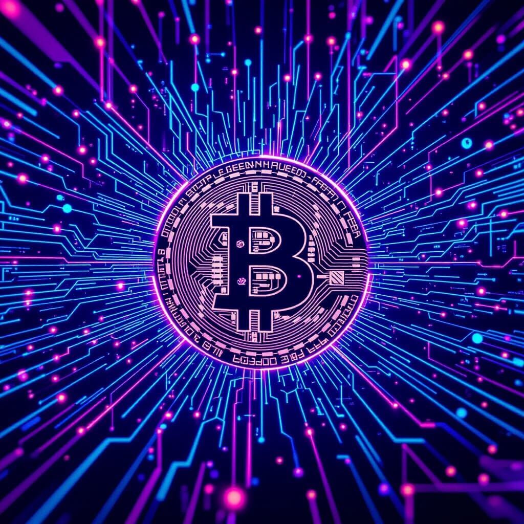 Abstract Digital Art: Interconnected Neon Network