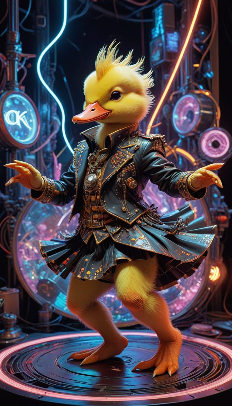 Dancing Duckling in 80s Punk Celebration
