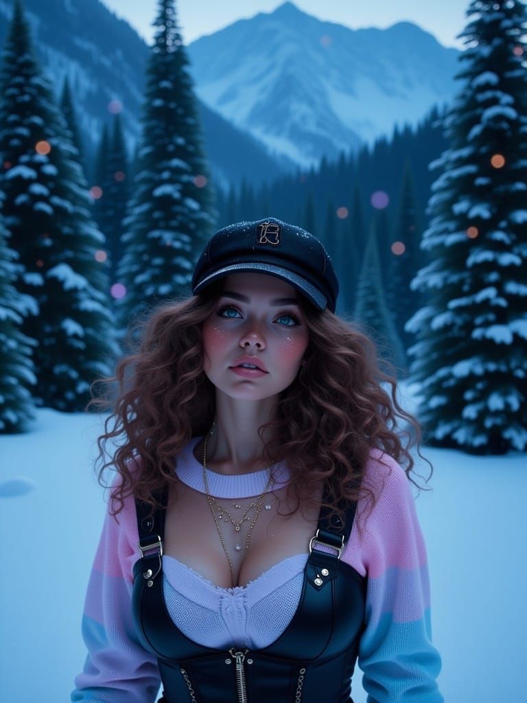 Woman in Whimsical Winter Wonderland