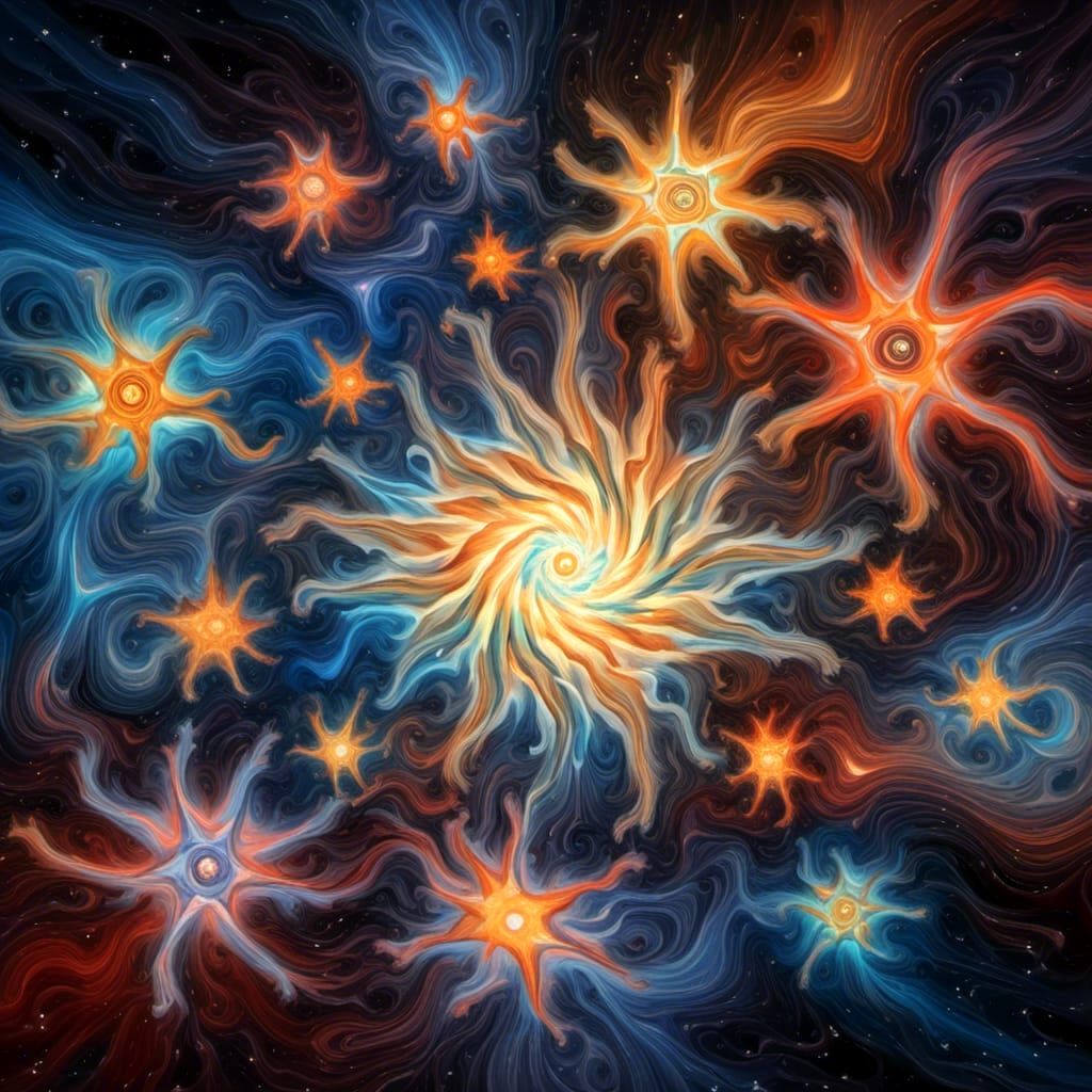 Surreal Star Cluster Formation in Vibrant Iridescent Light