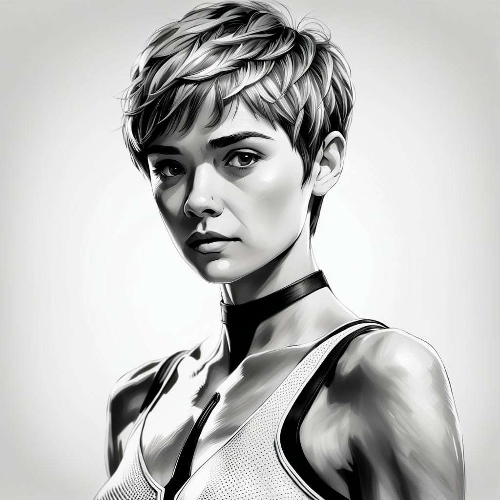 Ethereal Line Drawing in Monochromatic Cinematic Style