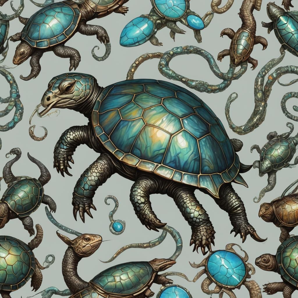 Apocalyptic Metallic Opal Bioluminescent Creature Awakens