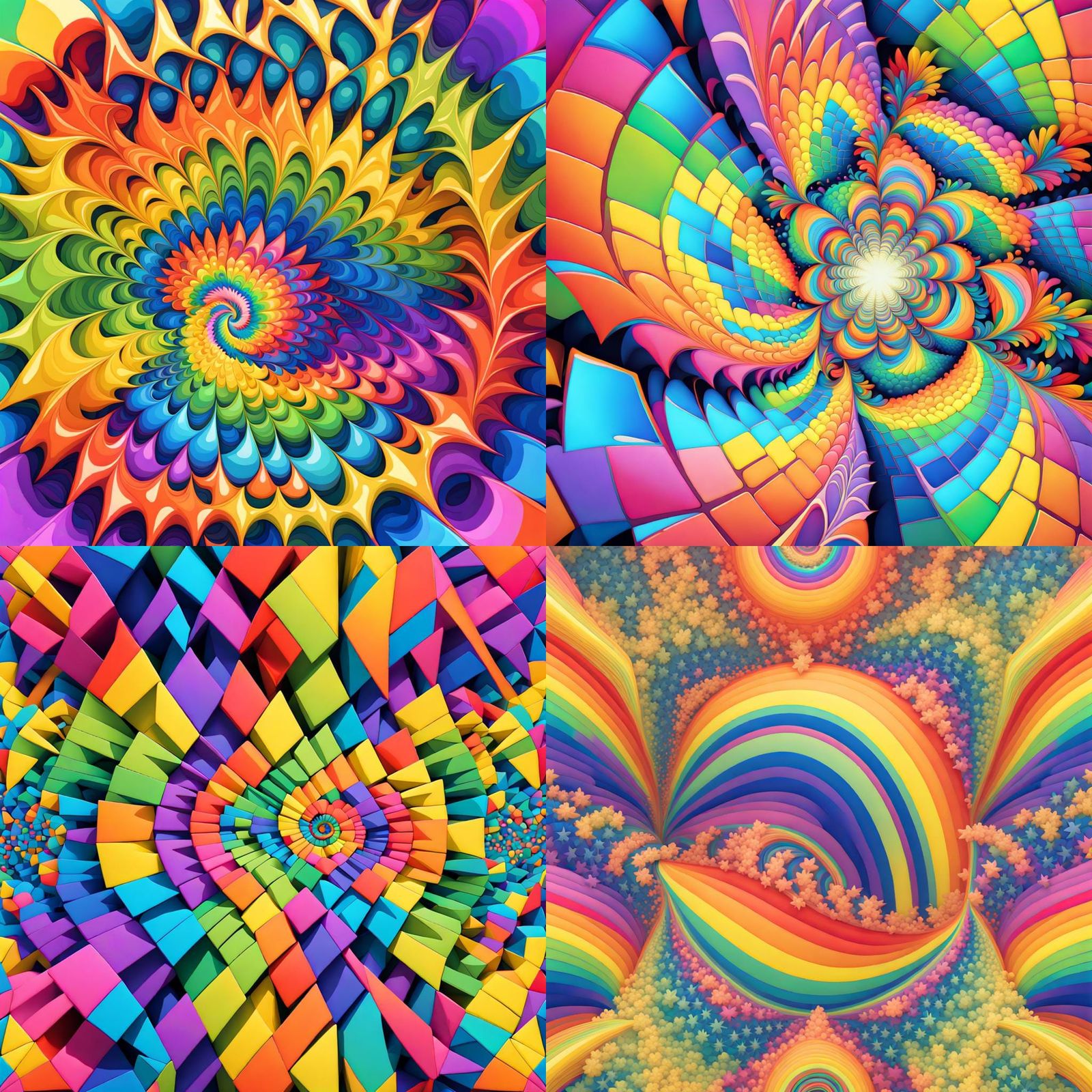 Surreal Fractal Explosion in Vibrant Rainbow Colors