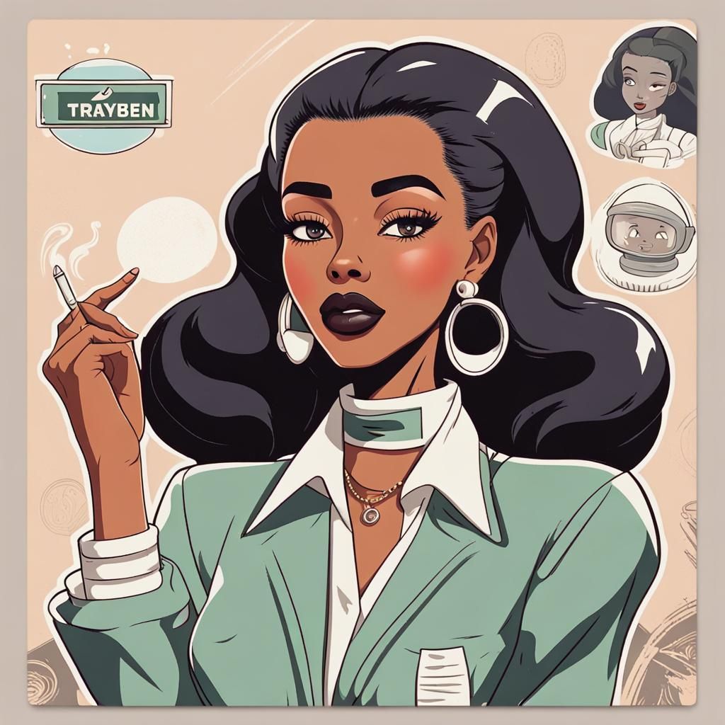 Modern Ethiopian Businesswoman in Vintage Anime Style