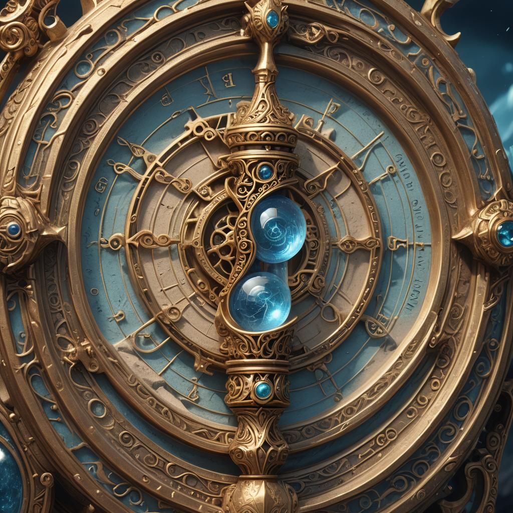 Elegant Sand Timer Staff with Intricate Carvings and Glowing...