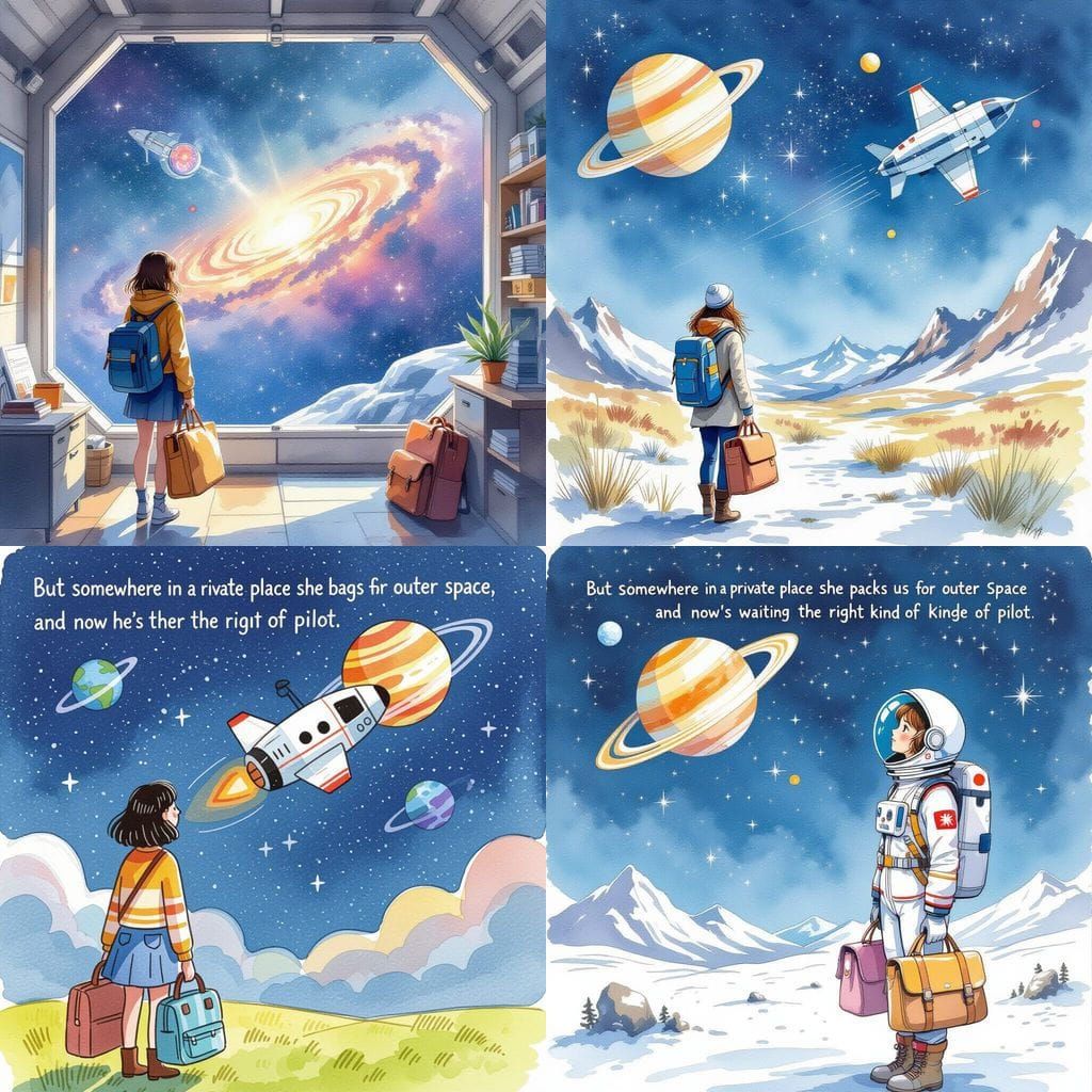 Woman Packs Bags for Outer Space Adventure