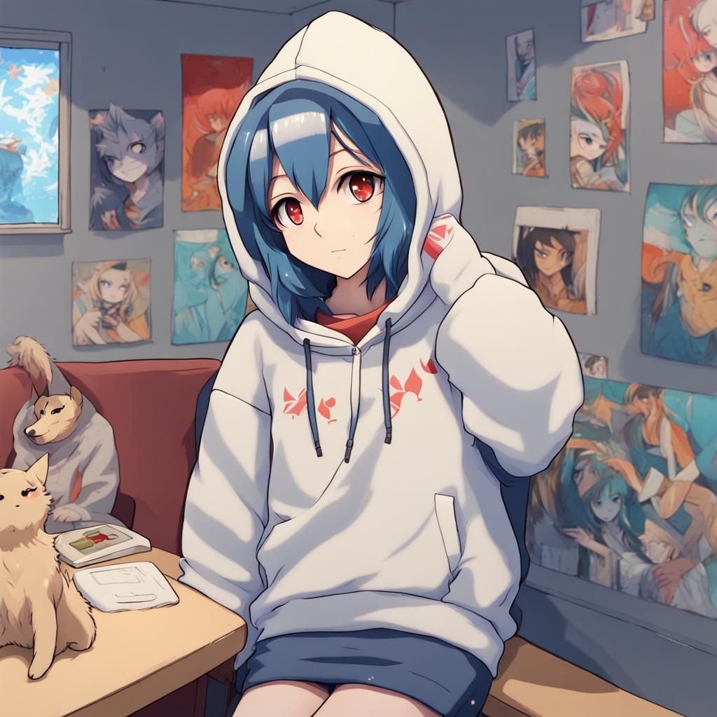 Anime Girl in Quilava Hoodie
