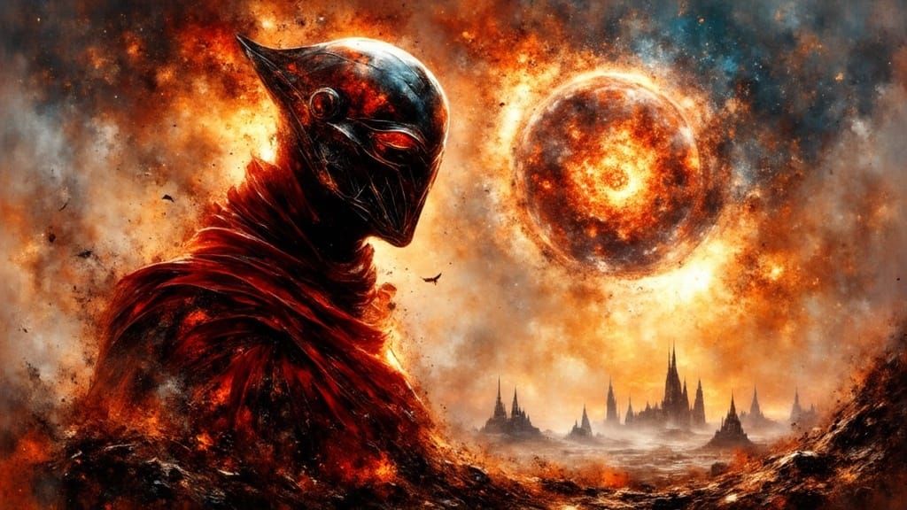 Mysterious Sith Lord in Futuristic Industrial Landscape