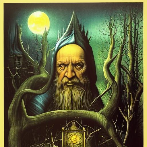 Dumbledore in the Whispering Shadows of Hogwarts Forest Unde...