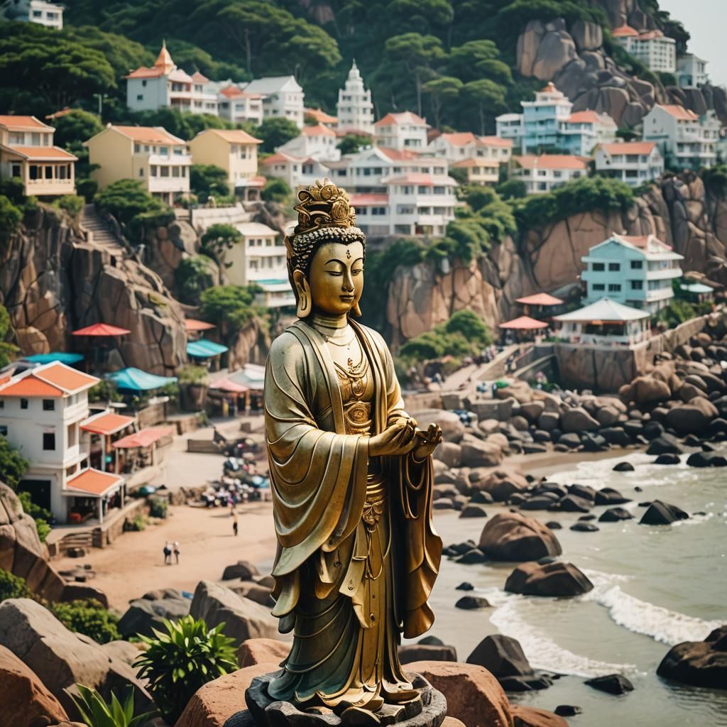 Guanyin Statue on Vung Tau Coast in Vietnam
