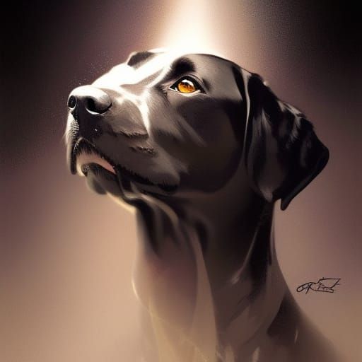 Elegant Black Dog in Triadic Colors