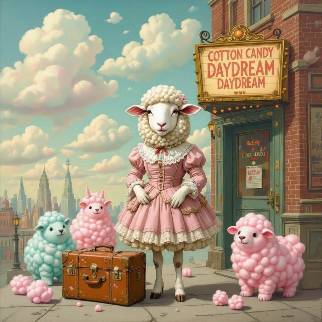 Stylish Sheep at Whimsical Theatre with Cotton Candy Beasts