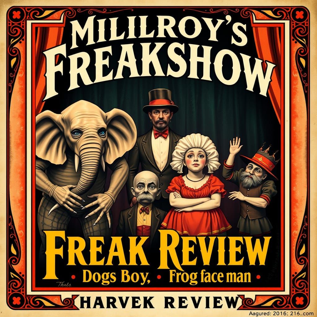 Vintage Advertising Poster for Millroy's Bizarre Freakshow