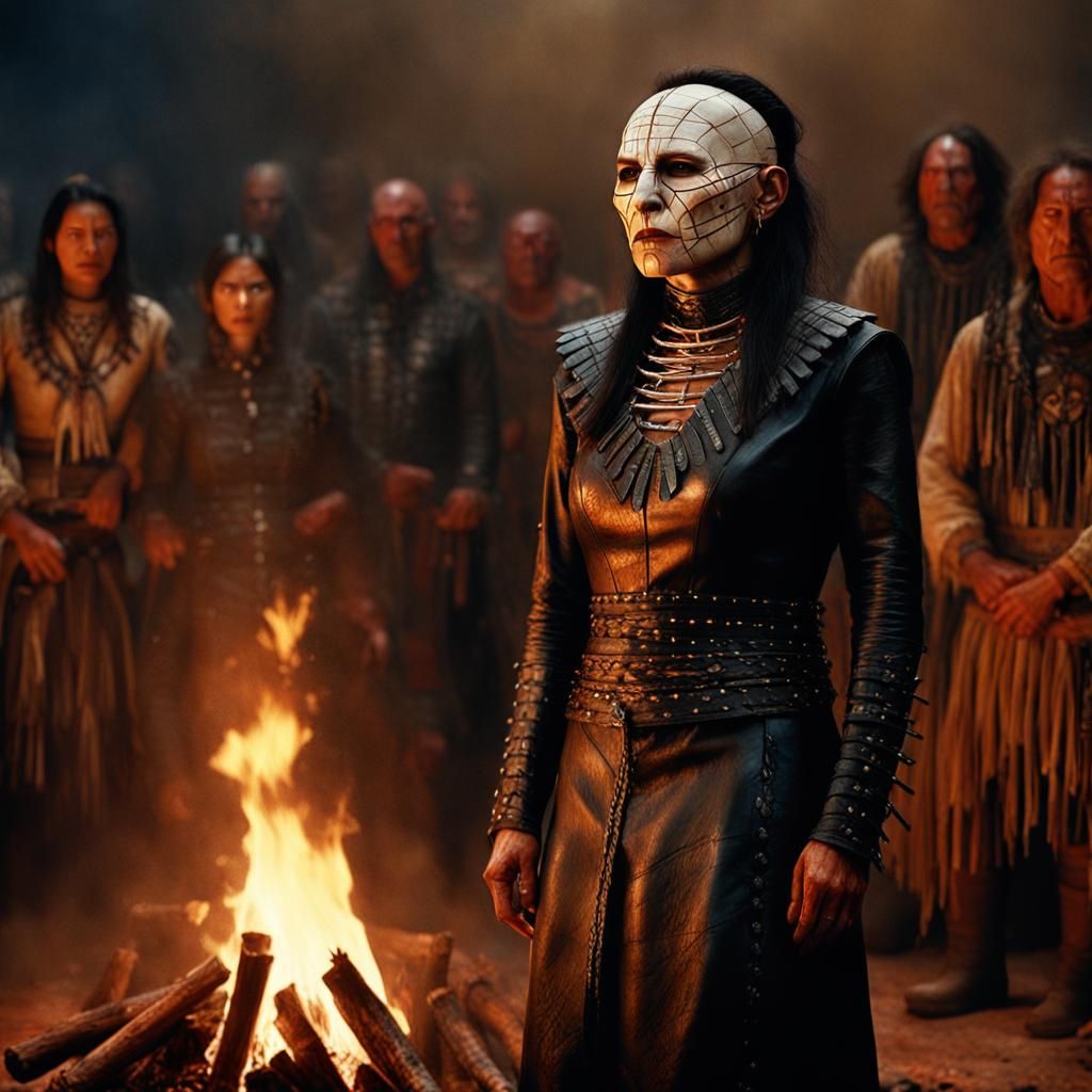 Sensual Female Pinhead Rises from Hellfire in Epic Native Am...