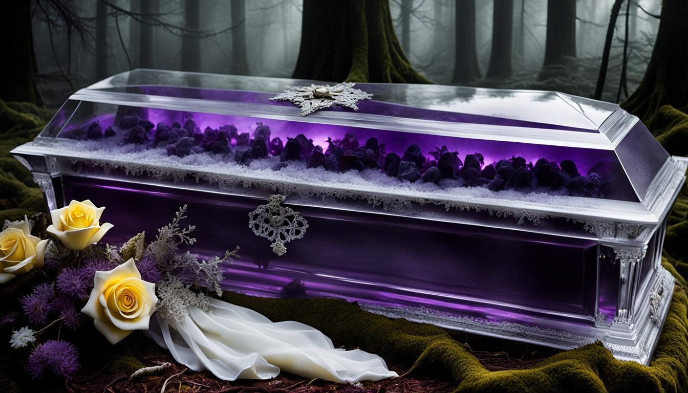 Surreal Dark Fantasy Crystal Coffin Scene in an Ethereal For...