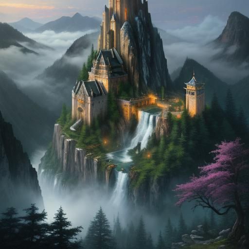 Ethereal Fantasy Spire Landscape, A Hidden World in Shattere...