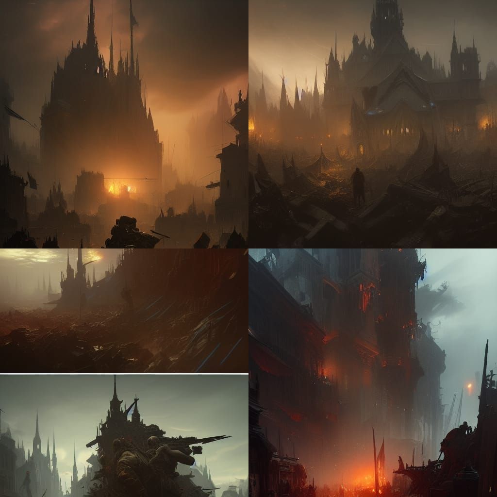 Dark Fantasy War Zone Masterpiece in Hyperdetailed Cyberpunk...
