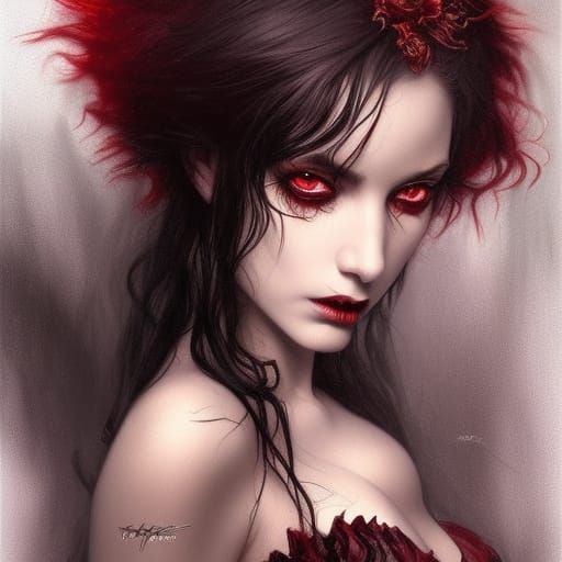 Beautiful Vampire in Dark Fantasy Magazine Art