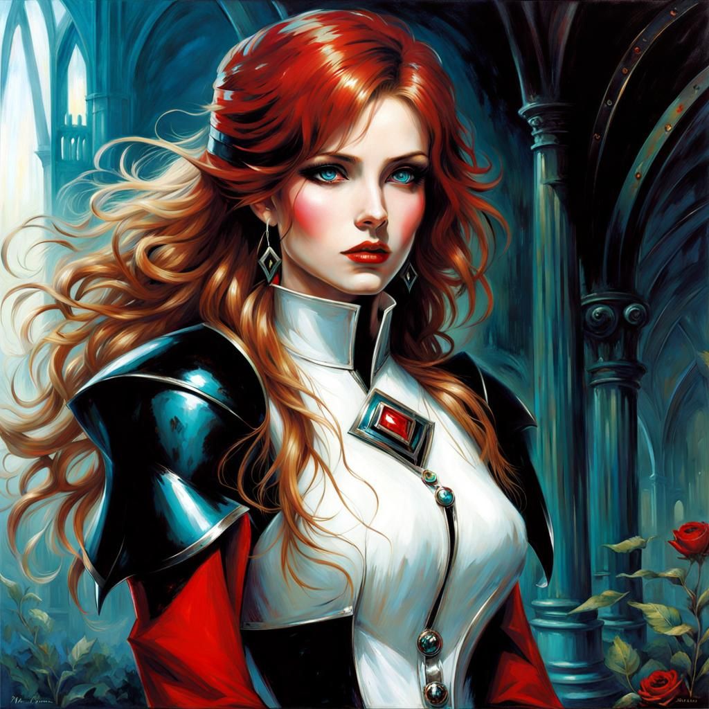 Haunting Portrait of a Gothic Beauty in Futuristic Uniform