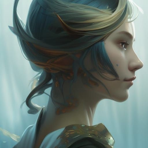 Glittering Elf Portrait in Vibrant Triadic Colors