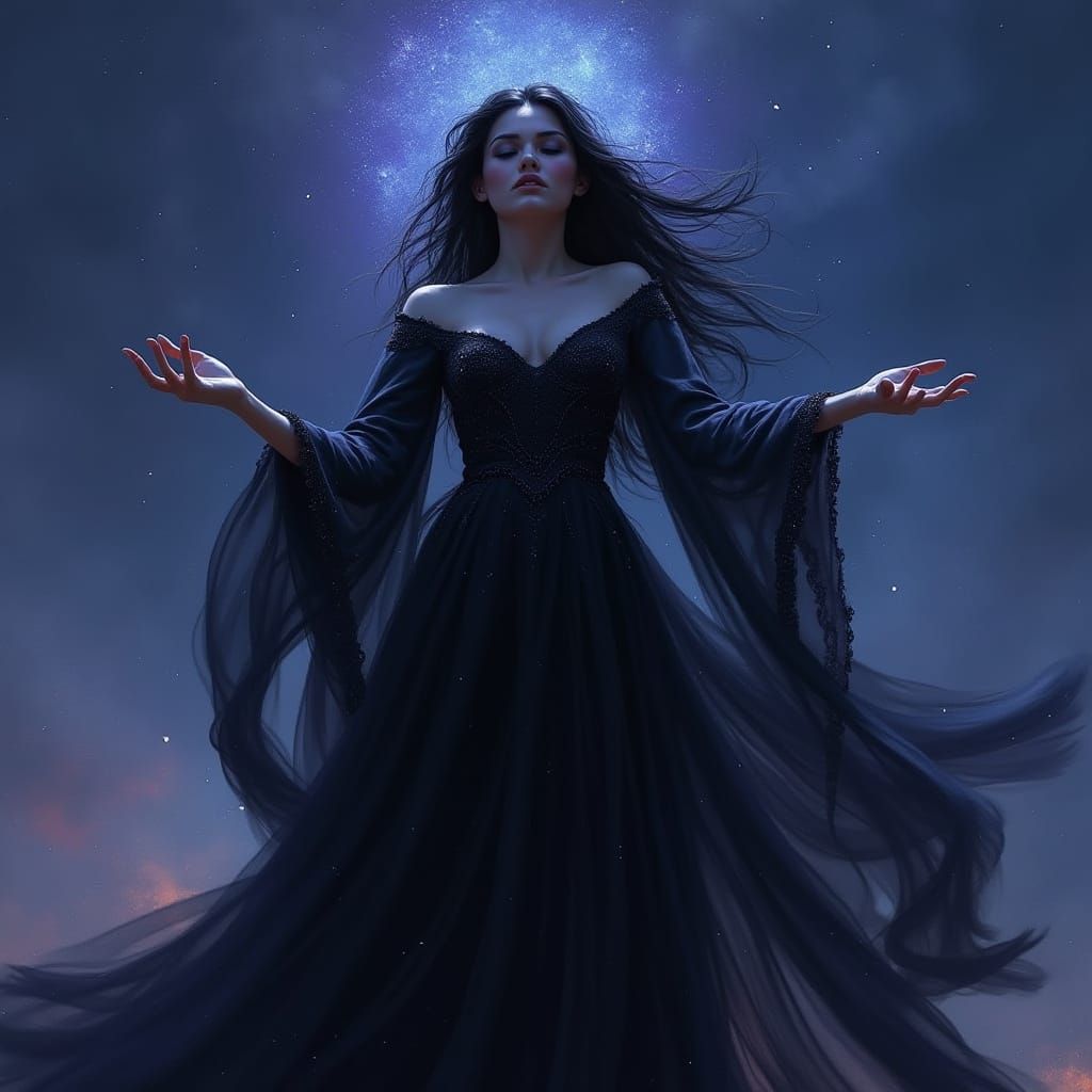 Nyx Goddess of Night Descends into Darkness