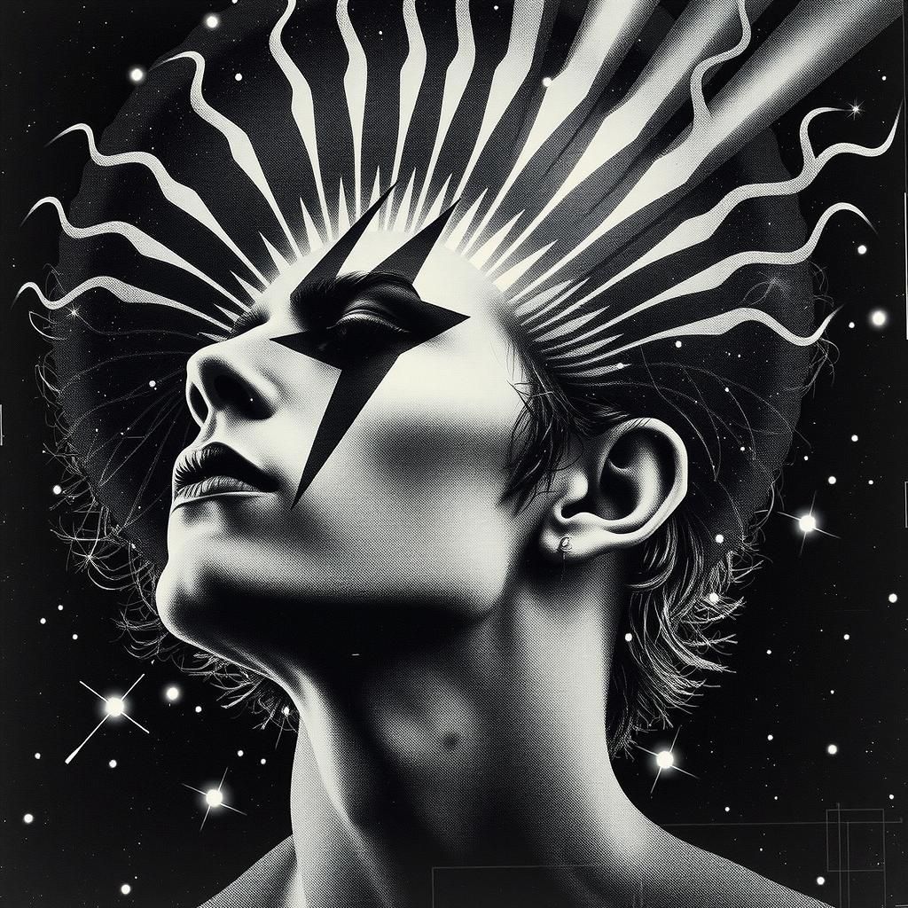 Dada-Inspired Avant-Garde Portrait in Bold Black and White