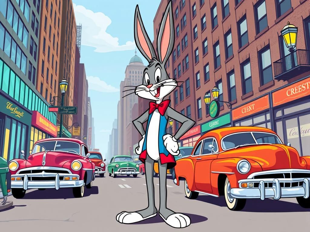 Bugs Bunny in 1950s cartoon style