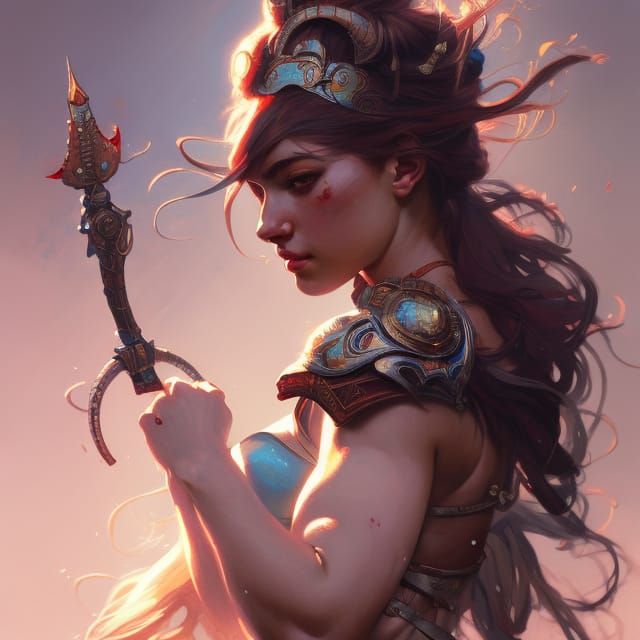 Wonderland Warrior Princess Portrait in Hyperdetailed Digita...