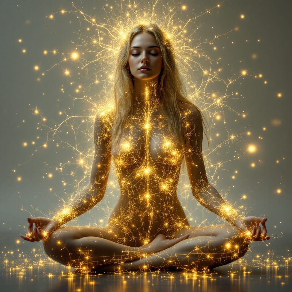 Glowing Nordic Goddess in Digital Art with Shattered Glass V...